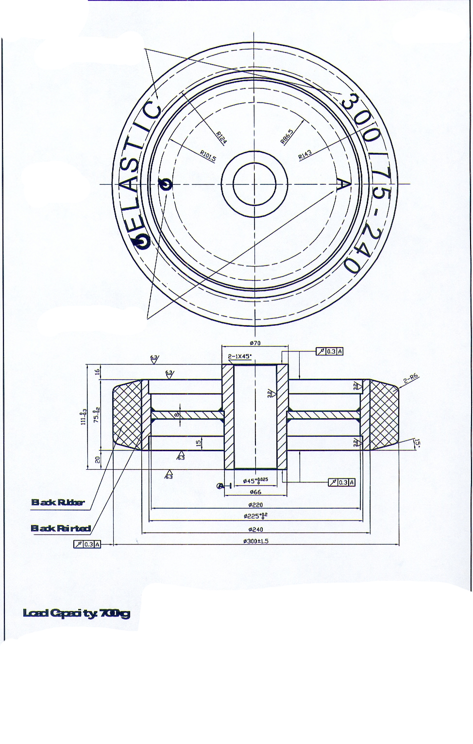 Schwerlastrad GRS 300/75-240/9G BO: 45H Nabenlänge 110 Nabe assymetrisch 20/16 – Bild 4