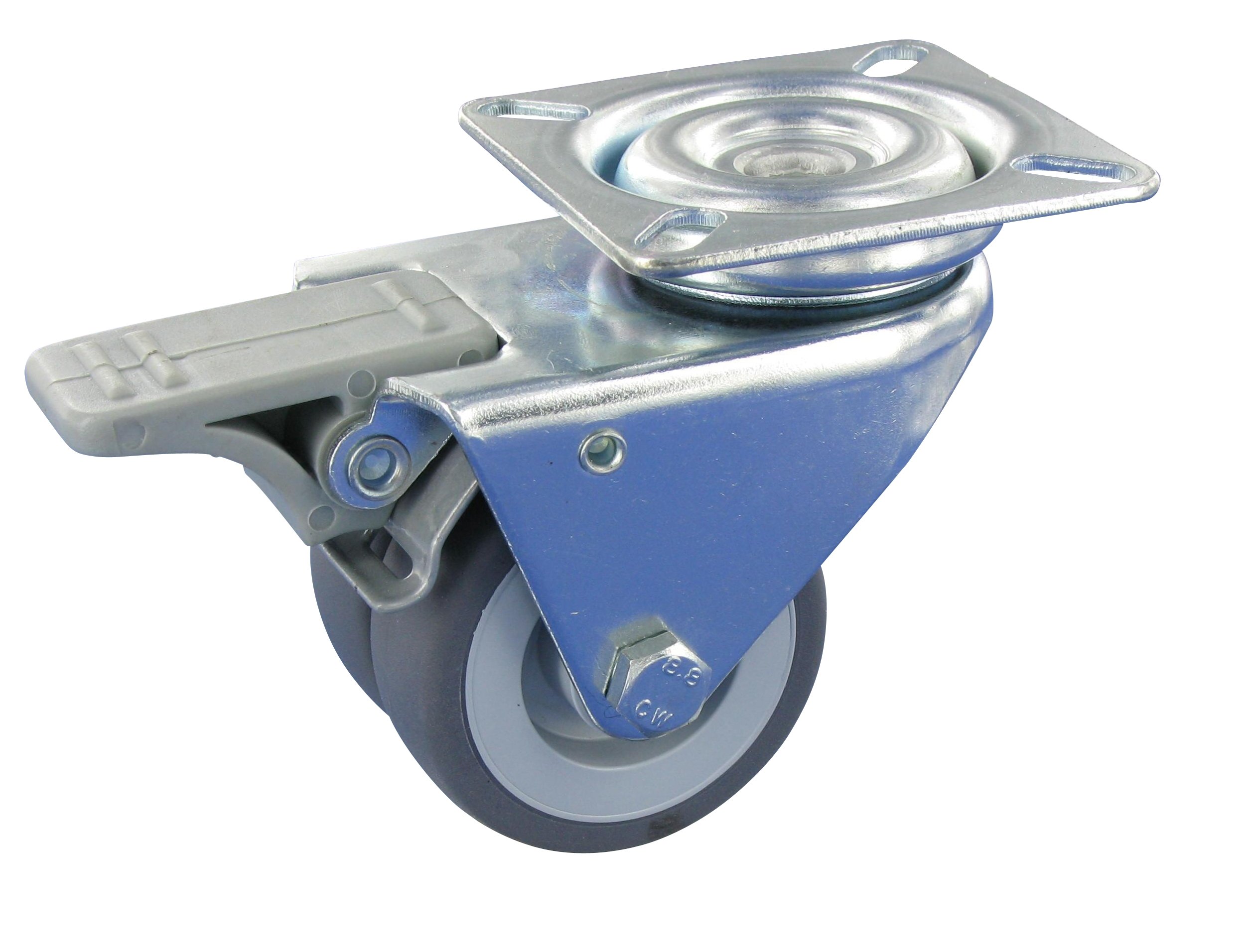 Lenkrolle mit Feststeller GEP DNLA Serie, Ø2x 75x25mm, Stahl, gepresst, grau, 100 KG Tragfähigkeit, 400067