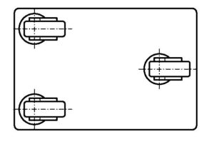Drei Lenkrollen mit gleicher Bauhöhe - Rollenanordnung