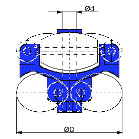 Allseitenrolle Ø40mm: Kunststoff, POM Bereifung, Tragfähigkeit 10kg, Grau
