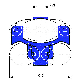Allseitenrolle Ø40mm: Tragfähige Kunststoffgehäuse und Polyurethan Rollpur® Bereifung