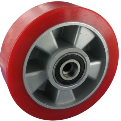 Schwerlastrolle TRE Serie: Polyurethan Redsoft® Rad, 320 kg Tragfähigkeit, verzinktes Stahlgehäuse