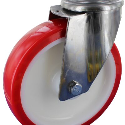 Edelstahlrolle PKR NRI Serie, Ø125x35mm, Edelstahl, gepresst, rot, 150 KG Tragfähigkeit, 198542