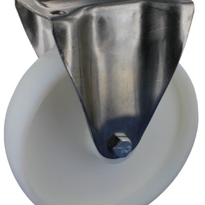 Edelstahlrolle KRS Serie: Polyamid Bockrolle Ø80x35, Tragfähigkeit 250 KG mit Anschraubplatte