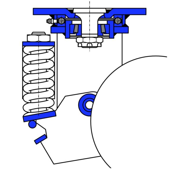 Gefederte Schwerlastrolle BRN NLKF Serie, Ø200x48mm, Stahl, geschweißt, blau, 400 KG Tragfähigkeit, 105651