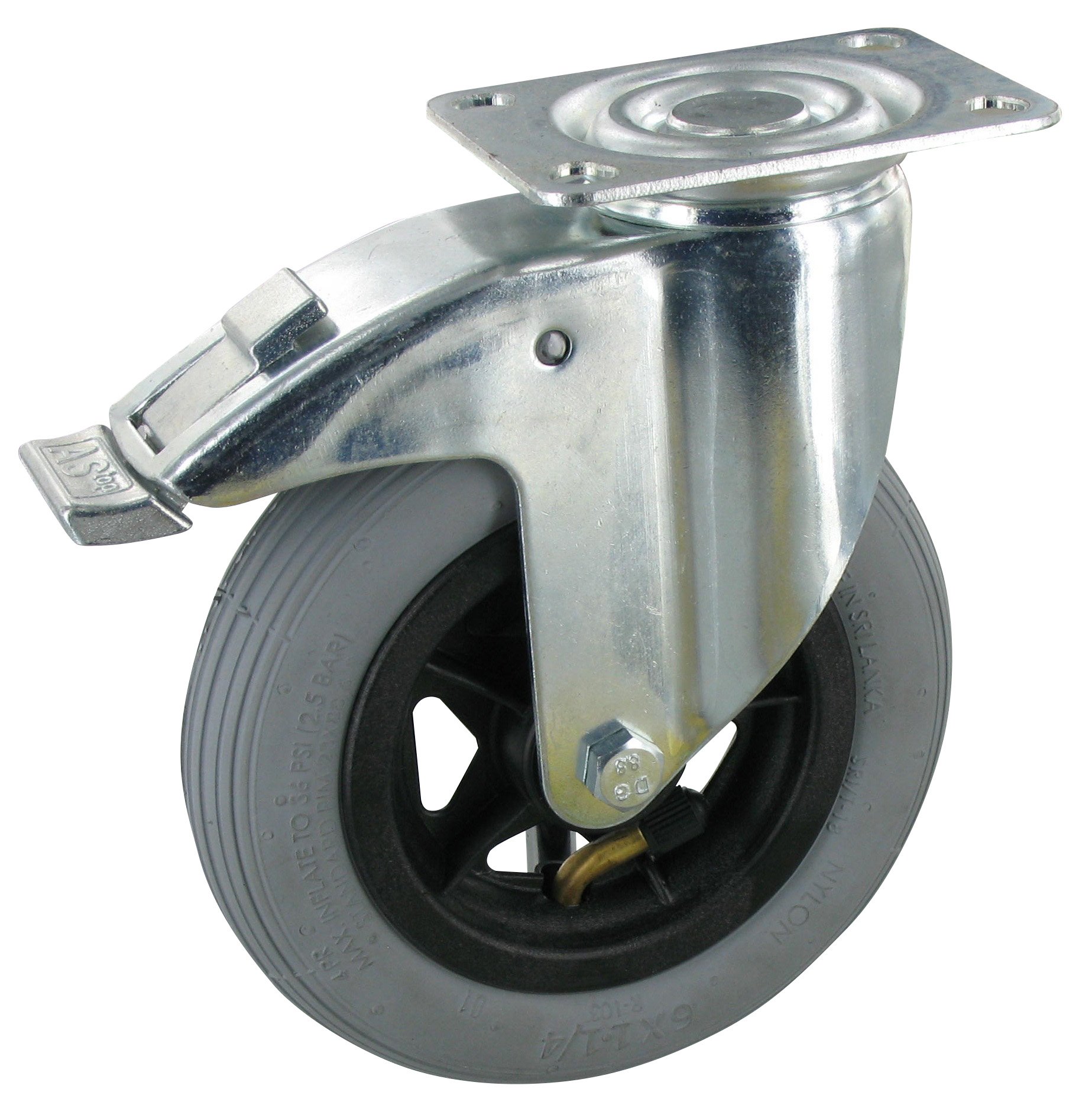 Lenkrolle mit Feststeller LWK NLA Serie, Ø150x30mm, Stahl, gepresst, grau, 60 KG Tragfähigkeit, 400574