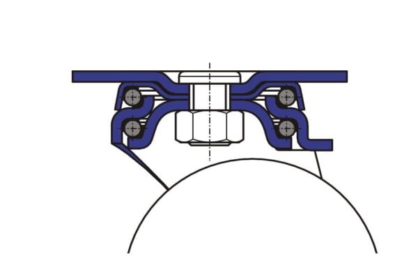 Lenkrolle mit Feststeller BRN NLG Serie, Ø160x48mm, Stahl, gepresst, blau, 300 KG Tragfähigkeit, 178818