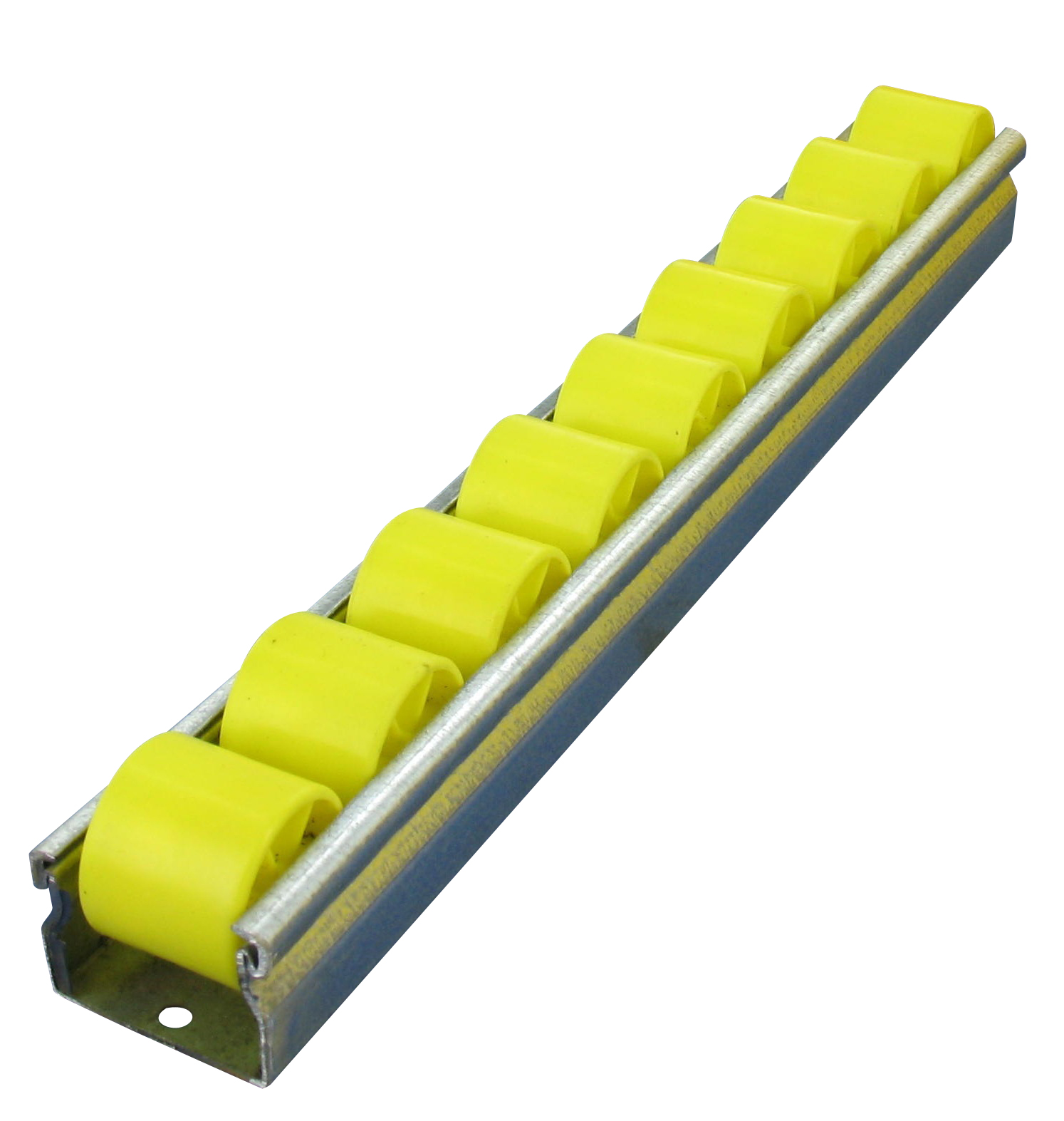Röllchenleiste KRN  Serie, Ø28x25mm, Stahlblech, gelb / grau, 8 KG Tragfähigkeit, 700575