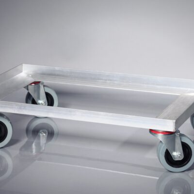 Transportwagen ALU 600x400 BRN Serie, Ø100x36mm, Wagen = Aluminium; Lenkgabeln = Stahl, grau, 320 KG Tragfähigkeit, T020028