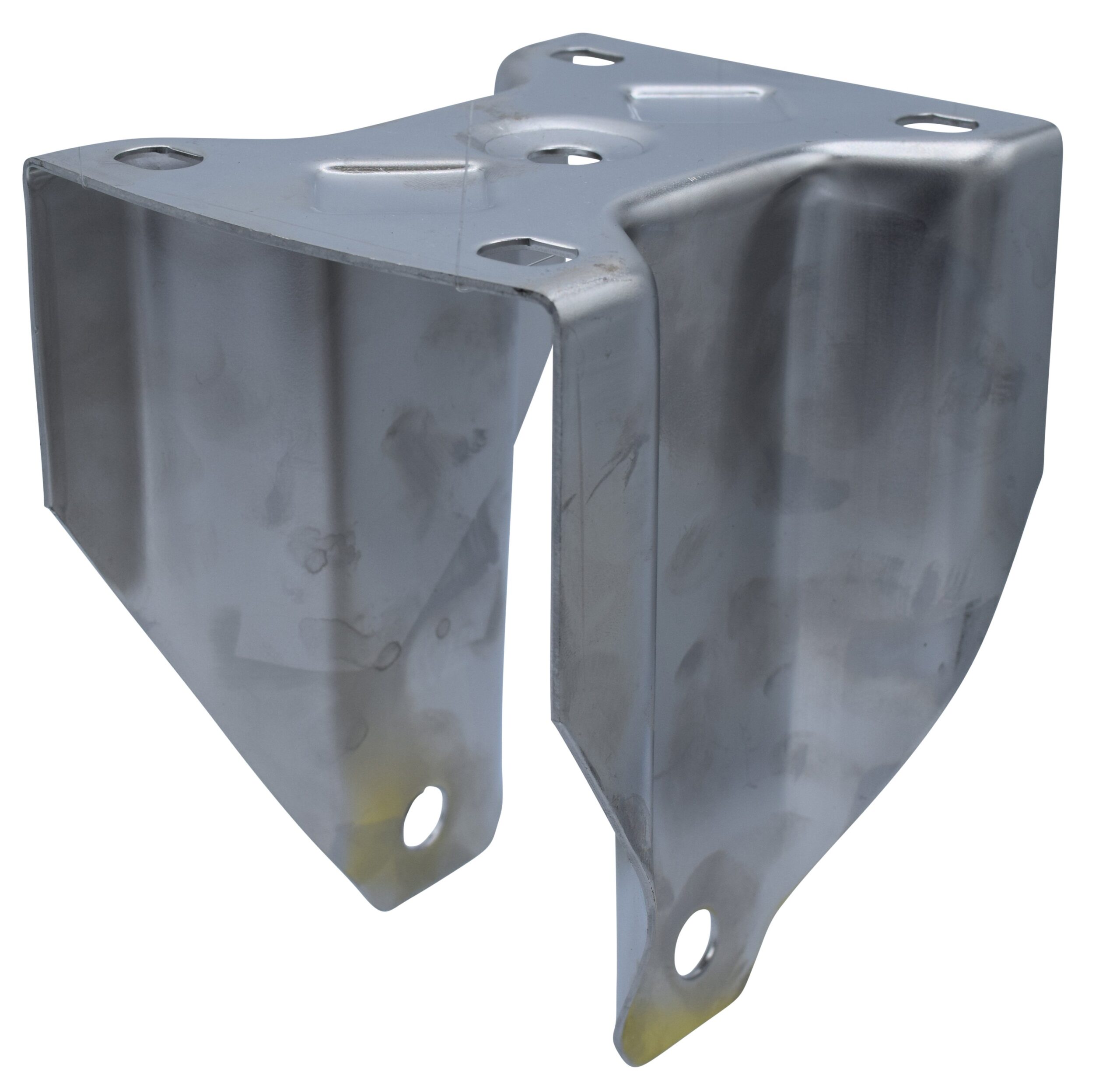 Bockgabel mit Anschraubplatte 140x110 für RadØ 200, Gabelweite 62, aus Edelstahl, gepresst, Tragfähigkeit bis 400 kg
