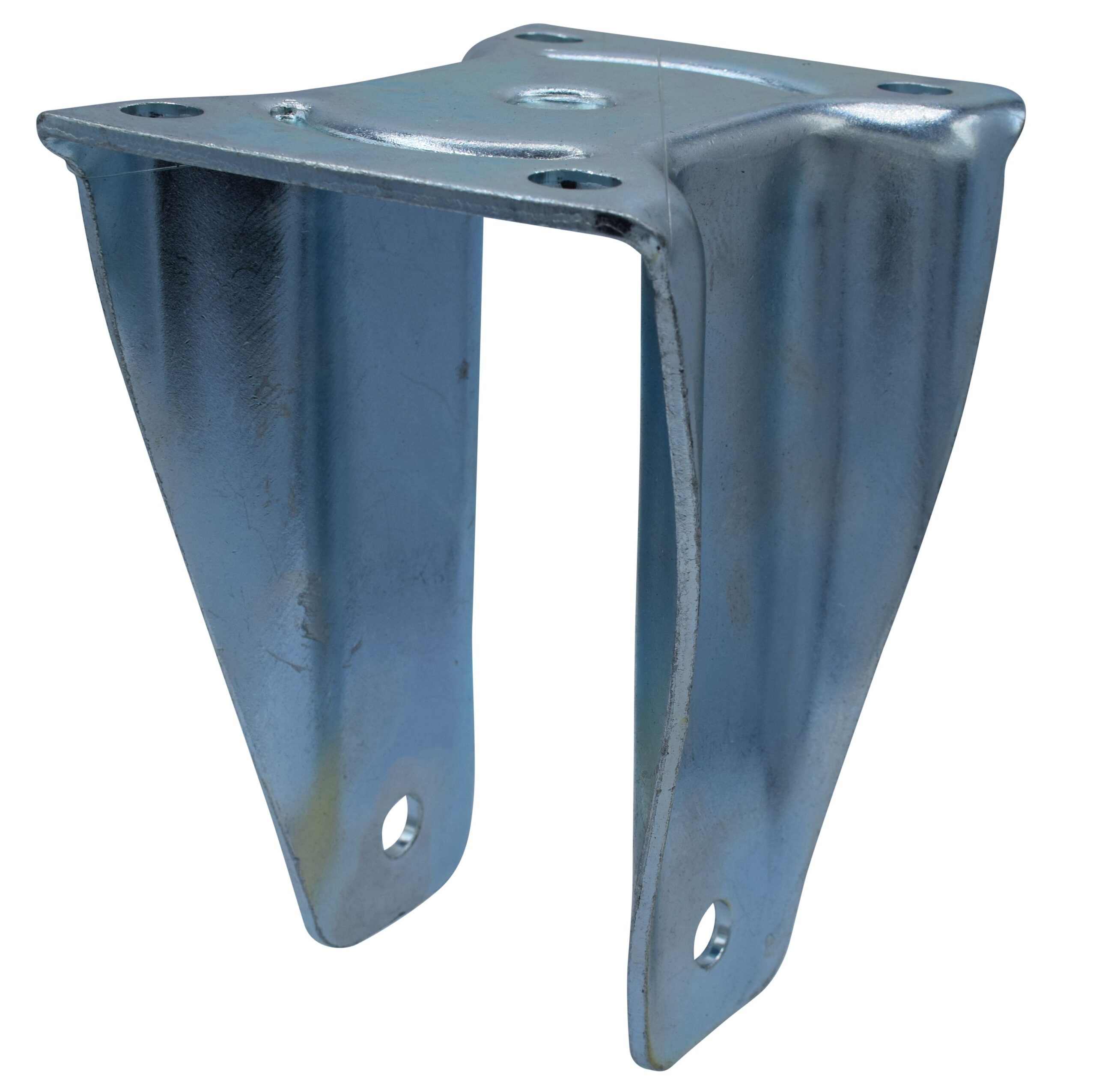 Bockgabel mit Anschraubplatte 135x114 für RadØ 200-230, Gabelweite 77, aus Stahl, gepresst, Tragfähigkeit bis 350 kg
