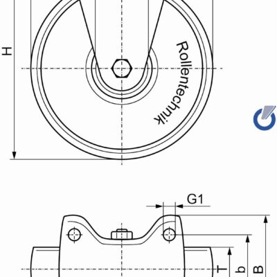 Schwerlastrolle DRB NBV Bockrolle Elastic-Gummi Ø160x50 mit 350kg Tragfähigkeit