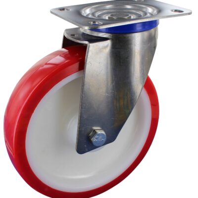 Edelstahlrolle PKR NLI Serie, Ø125x35mm, Edelstahl, gepresst, rot, 150 KG Tragfähigkeit, 198530