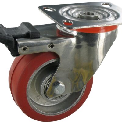 Hitzebeständige Rolle KEH NLI Serie, Ø100x40mm, Edelstahl, rot, 80 KG Tragfähigkeit, 007108