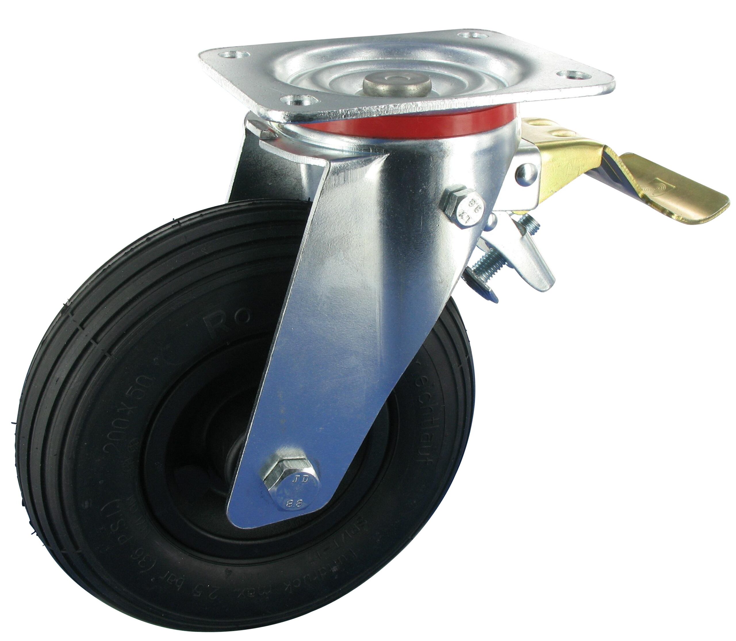 Lenkrolle mit Feststeller LGK NL Serie, Ø200x50mm, Stahl, gepresst, schwarz, 75 KG Tragfähigkeit, 651202