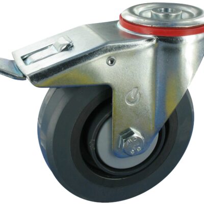 Lenkrolle mit Feststeller WRN NR Serie, Ø160x48mm, Stahl, gepresst, grau, 300 KG Tragfähigkeit, 103374