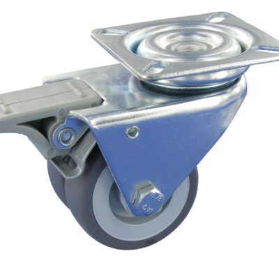 Lenkrolle mit Feststeller GEP DNLA Serie, Ø2x 75x25mm, Stahl, gepresst, grau, 100 KG Tragfähigkeit, 401151