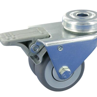 Lenkrolle mit Feststeller GEP DNRA Serie, Ø2x 50x18mm, Stahl, gepresst, grau, 60 KG Tragfähigkeit, 400025