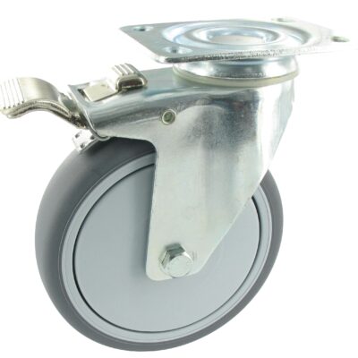 Lenkrolle mit Feststeller GEP NLA Serie, Ø150x30mm, Stahl, gepresst, grau, 110 KG Tragfähigkeit, 400225