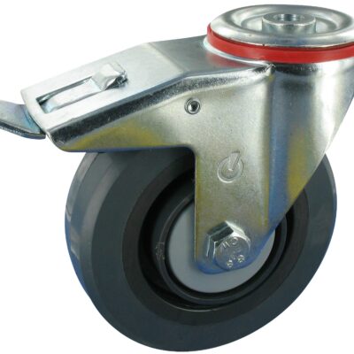 Lenkrolle mit Feststeller WRN NR Serie, Ø100x40mm, Stahl, gepresst, grau, 180 KG Tragfähigkeit, 105159