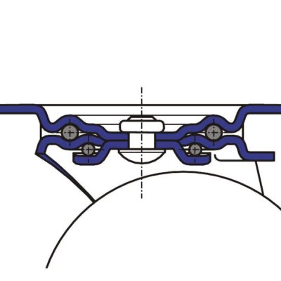 Satz 4x Mini Schwerlast-Rollen 2x Lenkrolle & 2 Bockrollen PKR SLAR Serie, Ø35x27mm, Stahl, gepresst, orange, 90 KG Tragfähigkeit, 900169