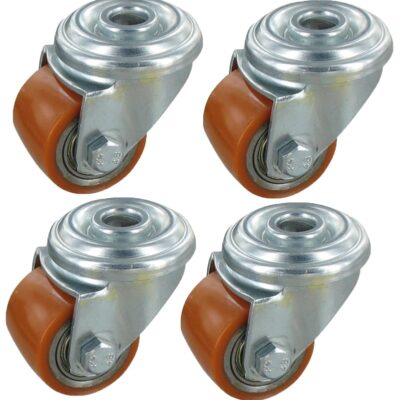 Satz 4x Mini Schwerlast 4x Lenkrollen PEV SRAR Serie, Ø60x35mm, Stahl, gepresst, braun, 150 KG Tragfähigkeit, 900163