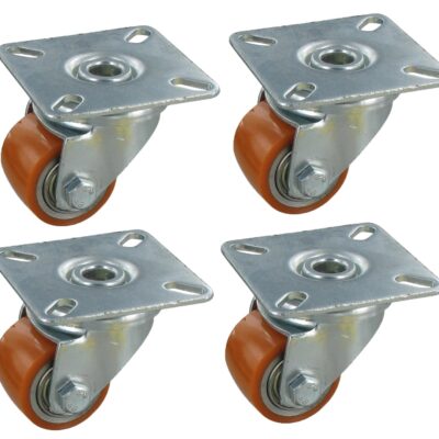 Satz 4x Mini Schwerlast 4x Lenkrollen PEV SLAR Serie, Ø35x27mm, Stahl, gepresst, braun, 100 KG Tragfähigkeit, 900148