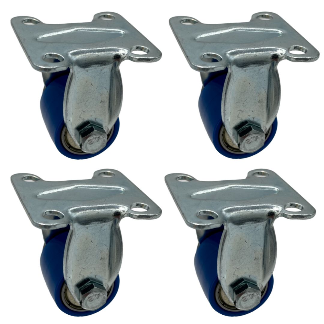 Mini-Schwerlastrolle: 4x Bockrollen, Tragfähigkeit 120kg, Stahlgehäuse, Nylon-Bereifung