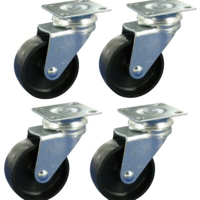 Satz 4x Möbelrolle Bockrolle Kastenrolle MKN MLA Serie, Ø25x14mm, Stahl, gepresst, schwarz, 15 KG Tragfähigkeit, 810014S1