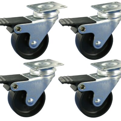 Satz 4x Möbelrolle Bockrolle Kastenrolle MKN MLA Serie, Ø50x18mm, Stahl, gepresst, schwarz, 40 KG Tragfähigkeit, 810016S1