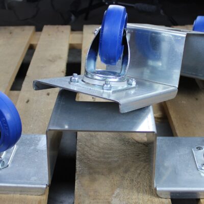 Rollenhalter für Palettenmöbel / Europaletten BRN NL Serie, Ø100x36mm, Stahl, gepresst, blau, 540 KG Tragfähigkeit, 007042