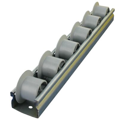 Röllchenleiste KRN-Serie: Spurkranzrollenleiste Ø28/40x25, grau, Tragfähigkeit 8 KG
